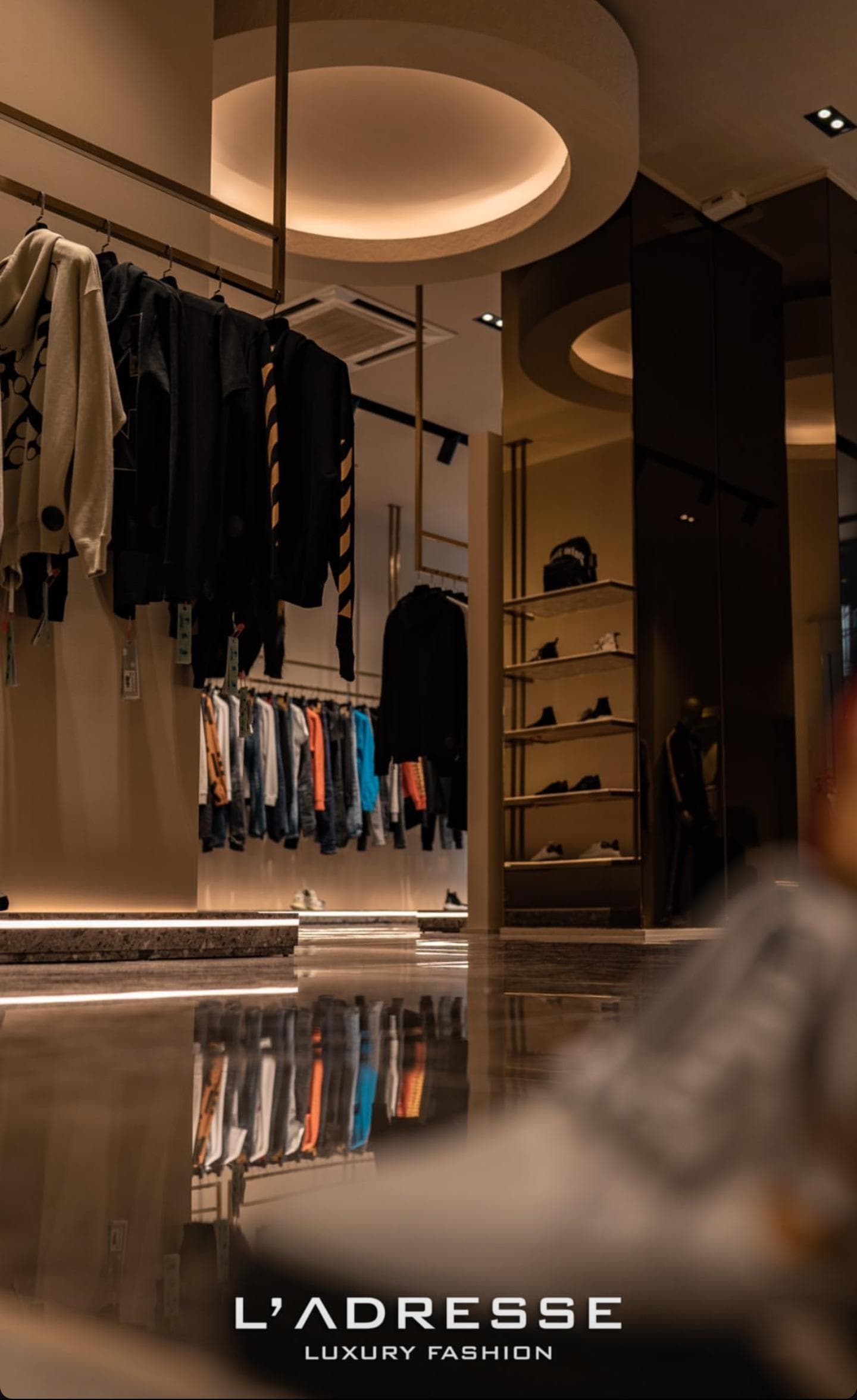 Interior rack beneath the halo ceiling light