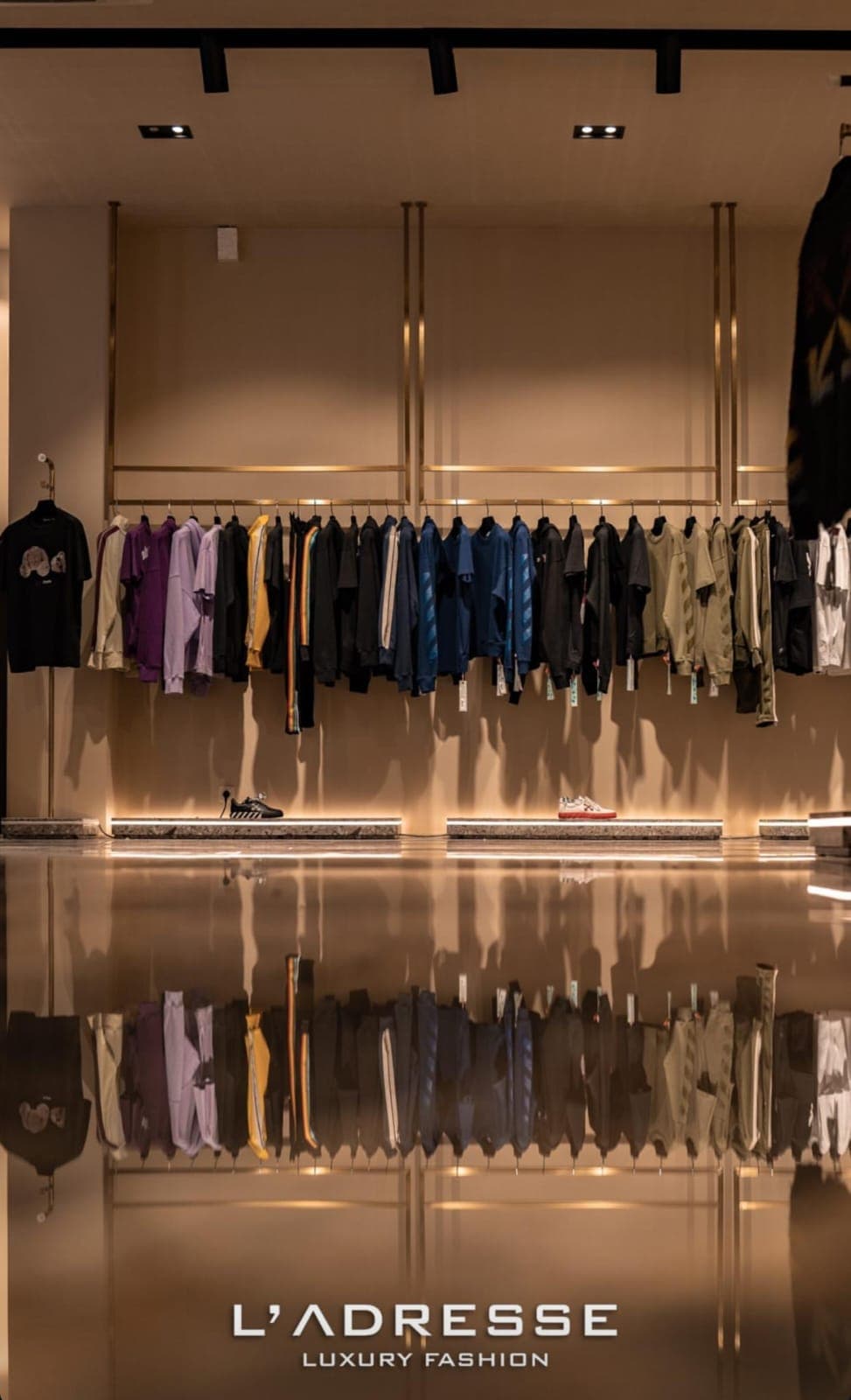 Wall of curated luxury menswear